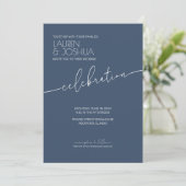 Sea Blue ・ Moderne Minimalistische Script Wedding Einladung (Stehend Vorderseite)
