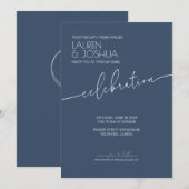 Sea Blue ・ Moderne Minimalistische Script Wedding Einladung (Vorne/Hinten)