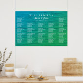 Sea Blue n Green Wedding Reception Seating Chart Poster (Küche)