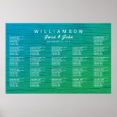 Sea Blue n Green Wedding Reception Seating Chart Poster (Vorne)