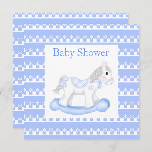Sea Blue Pony Baby Dusche Einladung (Vorne/Hinten)