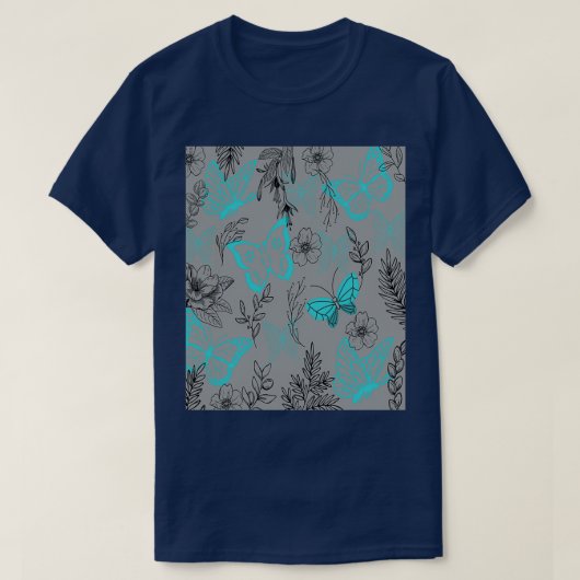 Sea Blue Schmetterlinge im ultimativen Grauwald T-Shirt (Design vorne)