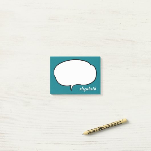 Sea Blue Talk Blase Blase Personalisiert Name Post-it Klebezettel (Auf Schreibtisch)