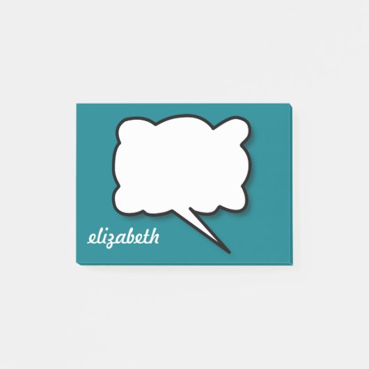 Sea Blue Talk Blubble Personalisierter Name Post-it Klebezettel (Vorderseite)