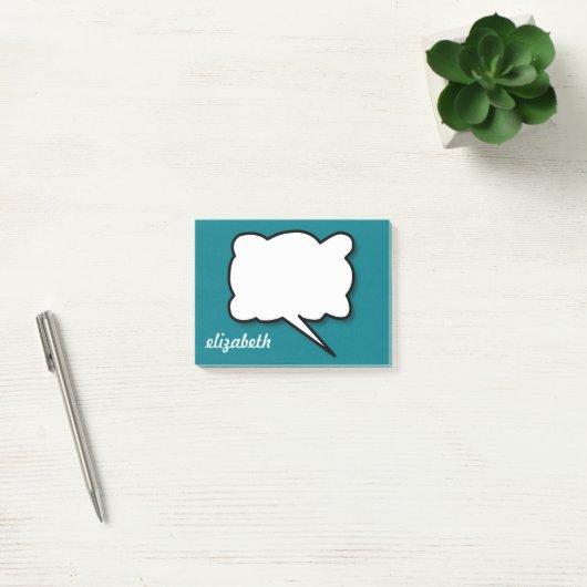 Sea Blue Talk Blubble Personalisierter Name Post-it Klebezettel (Büro)