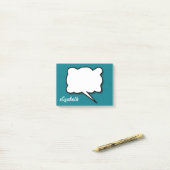 Sea Blue Talk Blubble Personalisierter Name Post-it Klebezettel (Auf Schreibtisch)