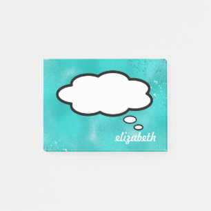 Sea Blue Talk Blubble Personalisierter Name Post-it Klebezettel