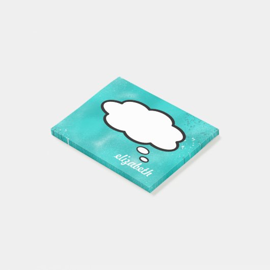 Sea Blue Talk Blubble Personalisierter Name Post-it Klebezettel (angewinkelt)