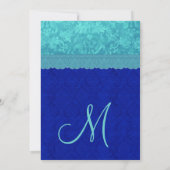 Sea Blue und Royal Blue Damask Wedding G500G Einladung (Rückseite)