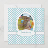 Sea Blue und White Polka Dot Party Einladung (Vorderseite)