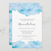 Sea Blue Water Color Baby Dusche Einladung (Vorne/Hinten)