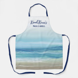 Sea Blue Watercolor Ocean Waves Coastal Schürze