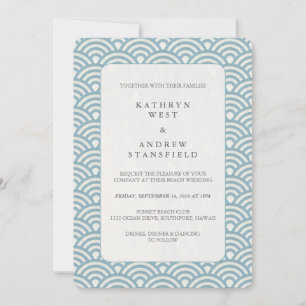 Sea Blue + White Deko Wave Muster Hochzeit Einladung