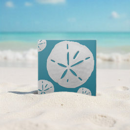 Sea Blue & White Tropical Beach Sand Dollar Accent Fliese