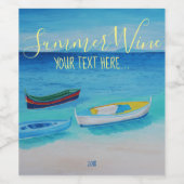 Sea Blue, Yellow Drifting Boats Weinetikett (Einzelnes Label)