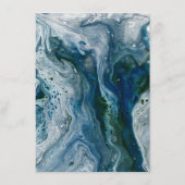 Sea Blues Alcohol Ink Paint Elegant Wedding Begleitkarte (Rückseite)