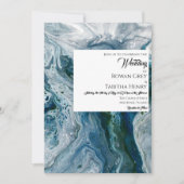 Sea Blues Alcohol Ink Paint Elegant Wedding Einladung (Vorderseite)