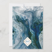 Sea Blues Alcohol Ink Paint Elegant Wedding Einladung (Rückseite)