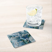 Sea Blues Alcohol Ink Paint Elegant Wedding Rechteckiger Pappuntersetzer (Vor Ort)