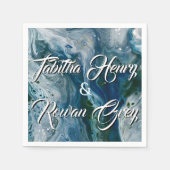 Sea Blues Alcohol Ink Paint Elegant Wedding Serviette (Vorderseite)