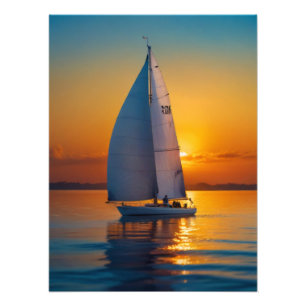 Sea Boat Sail Sunset Fotodruck