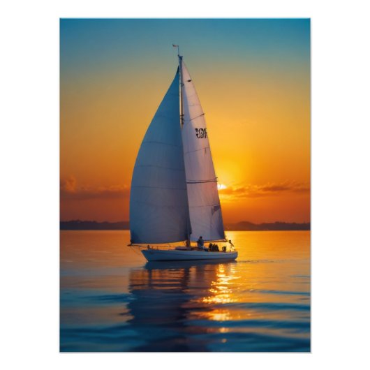 Sea Boat Sail Sunset Fotodruck (Vorne)