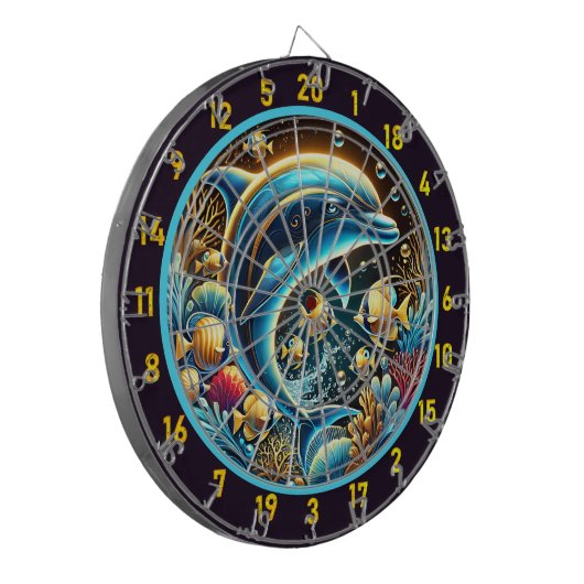 Sea Breeze Dolphin Dartboard Escape Dartscheibe (Vorderseite Links)