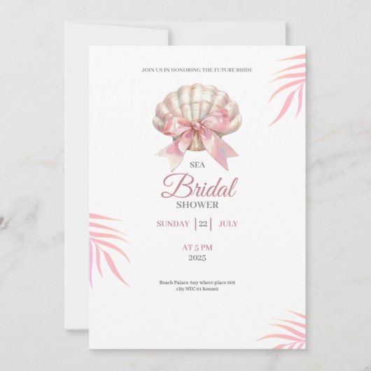 Sea bridal shower pink bridal shower invitation einladung (Vorderseite)