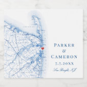 Sea Bright New Jersey Karte Elegante Hochzeit Bierflaschenetikett (Einzelnes Label)