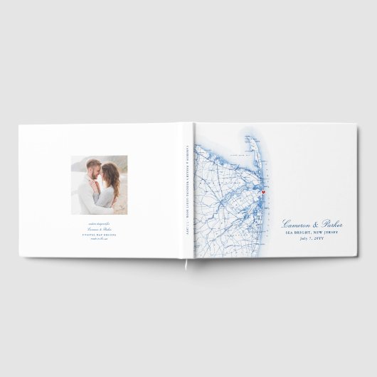 Sea Bright New Jersey Karte Elegante Hochzeit Gästebuch (Voll)
