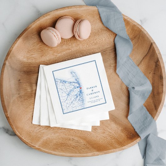 Sea Bright New Jersey Karte Elegante Hochzeit Serviette