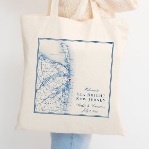 Sea Bright New Jersey Karte Elegante Hochzeitsbegr Tragetasche