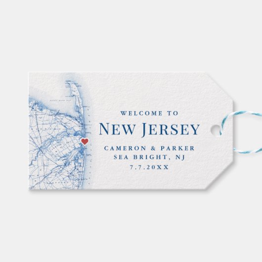 Sea Bright New Jersey Karte Elegante Wedding Favor Geschenkanhänger (Vorderseite (Horizontal))