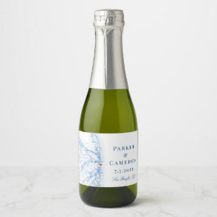 Sea Bright New Jersey Karte Wedding Champagne Mini Schaumweinetikett