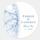 Sea Bright New Jersey Map Gastgeschenk Hochzeit Runder Aufkleber (Vorderseite)