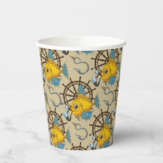 Sea Captain Fish Pattern Pappbecher (Links)