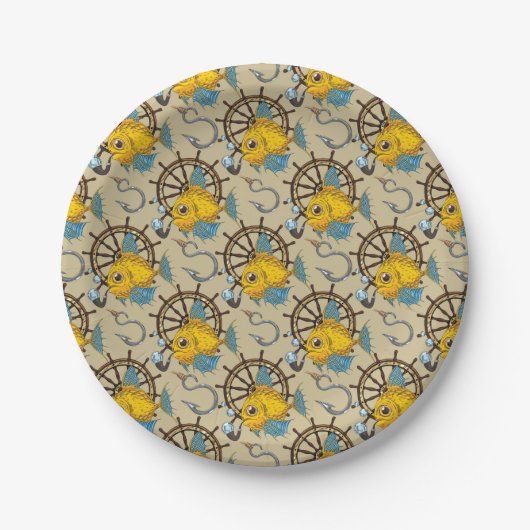 Sea Captain Fish Pattern Pappteller (Vorderseite)