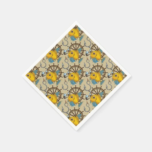 Sea Captain Fish Pattern Serviette (Ecke)
