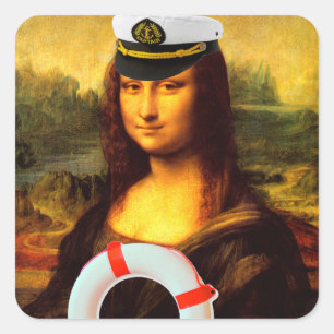 Sea Captain Mona Lisa Quadratischer Aufkleber