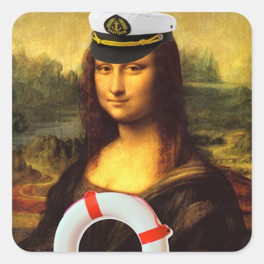 Sea Captain Mona Lisa Quadratischer Aufkleber (Vorderseite)