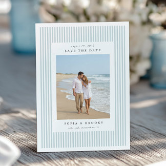 Sea | Classic Pinstripe Photo Wedding Save The Date