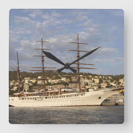 Sea Cloud II Quadratische Wanduhr (Vorderseite)