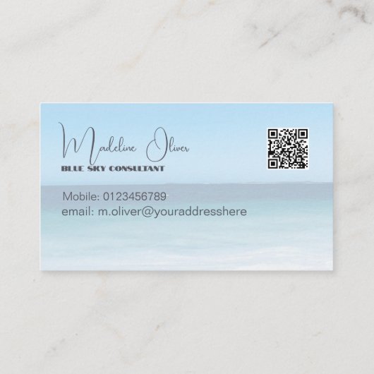 Sea Coastal Blue Modern stilvoll Visitenkarte (Rückseite)