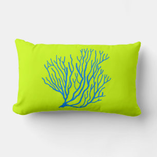 Sea Coral Limes Green und Blue Throw Kissen