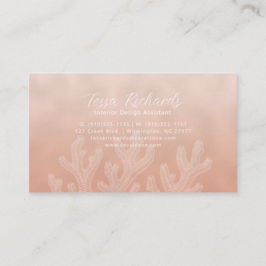 Sea Coral Silhouette | Coral Visitenkarte (Rückseite)