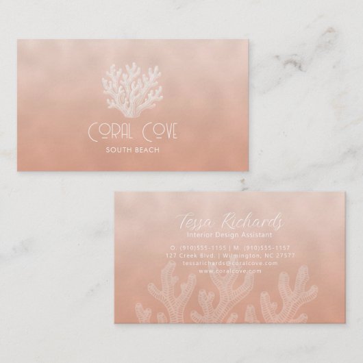 Sea Coral Silhouette | Coral Visitenkarte (Vorne/Hinten)