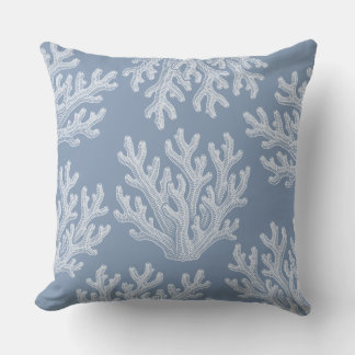 Sea Coral Silhouette | Silver Blue Kissen