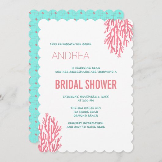 Sea Corn Blauer Text Brautparty Einladung (Vorne/Hinten)