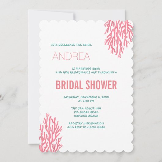 Sea Corn Blauer Text Brautparty Einladung (Vorderseite)