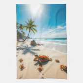 Sea  Crabs on Tropical Beach – Serene Ocea Geschirrtuch (Vertikal)